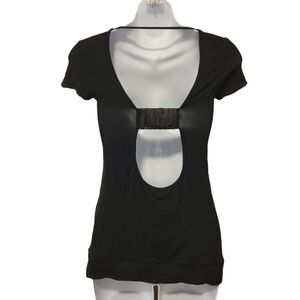 3/$20Vintage Y2K Black Plain Top Blouse Size: Small